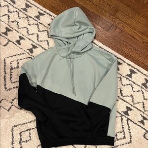 Two-Tone Hoodie in Black and Light Green